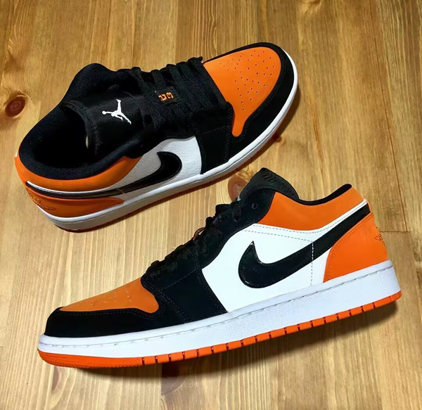 Men's Running Weapon Air Jordan 1 Low Orange/White/Black Shoes 455